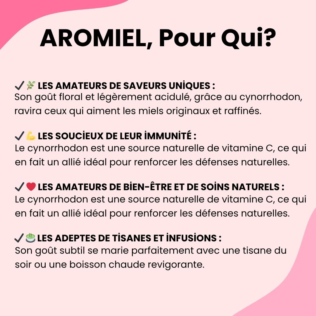 Miel Rose au Cynorrhodon – Aromiel floral & fruité – 250g trésors du golfe