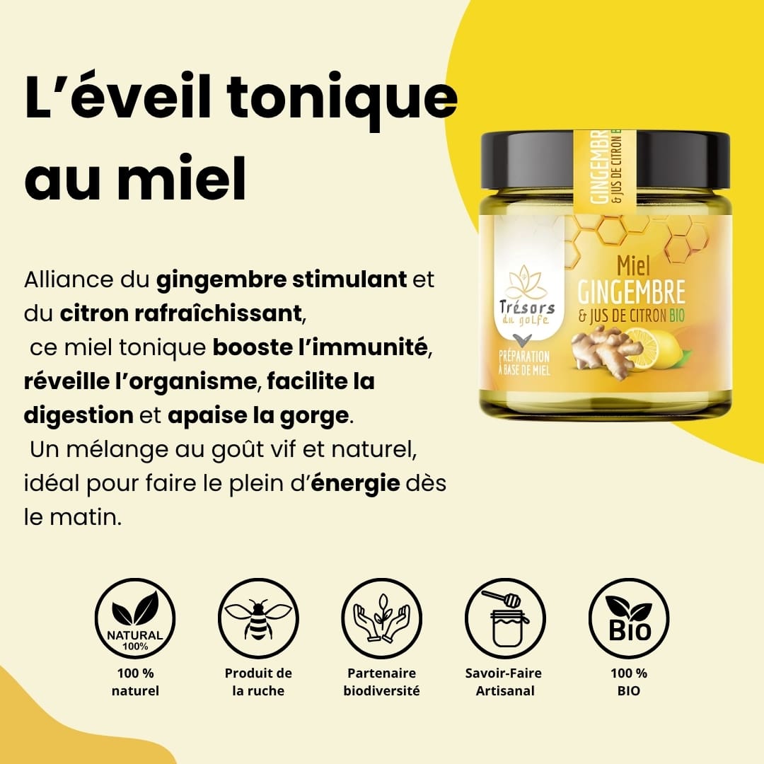 Miel au Citron Bio et Gingembre 250G Kanz Shifae