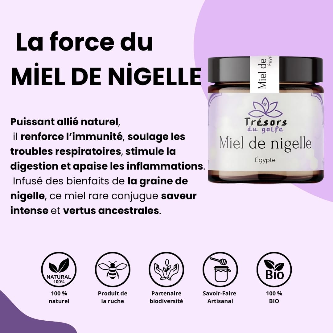 Miel de Nigelle – Égypte – 250g trésors du golfe
